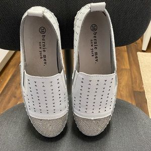 White leather rhinestone tennis shoe